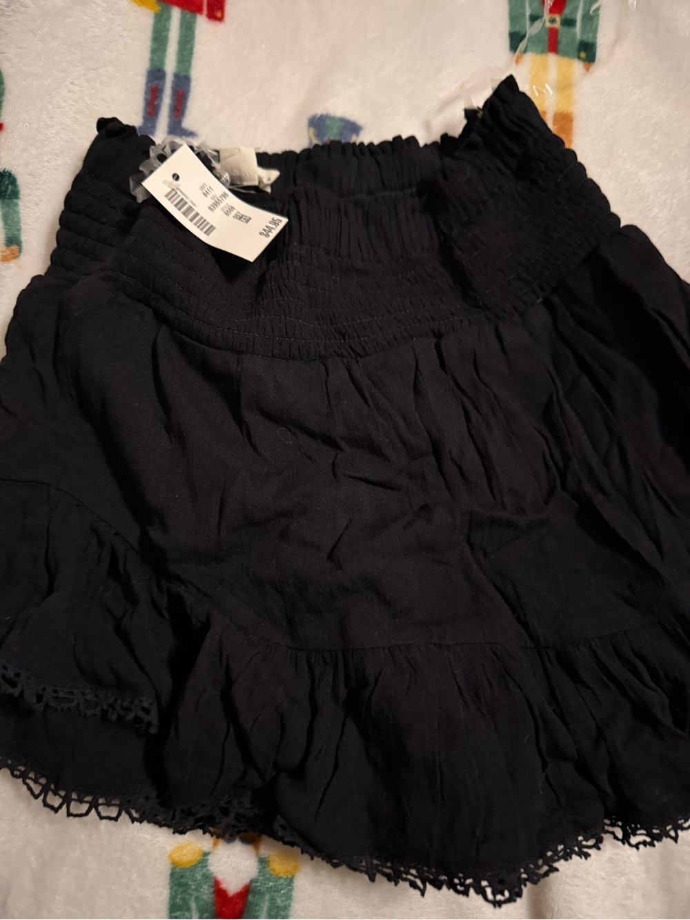 Aeropostale Black Smocked Waist Ruffle Mini Skirt